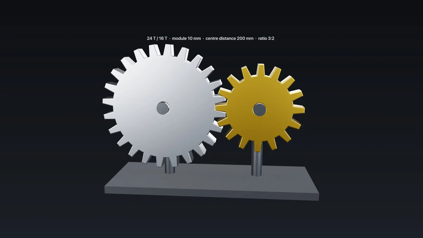 Showcase: coupled gears in a studio setup.