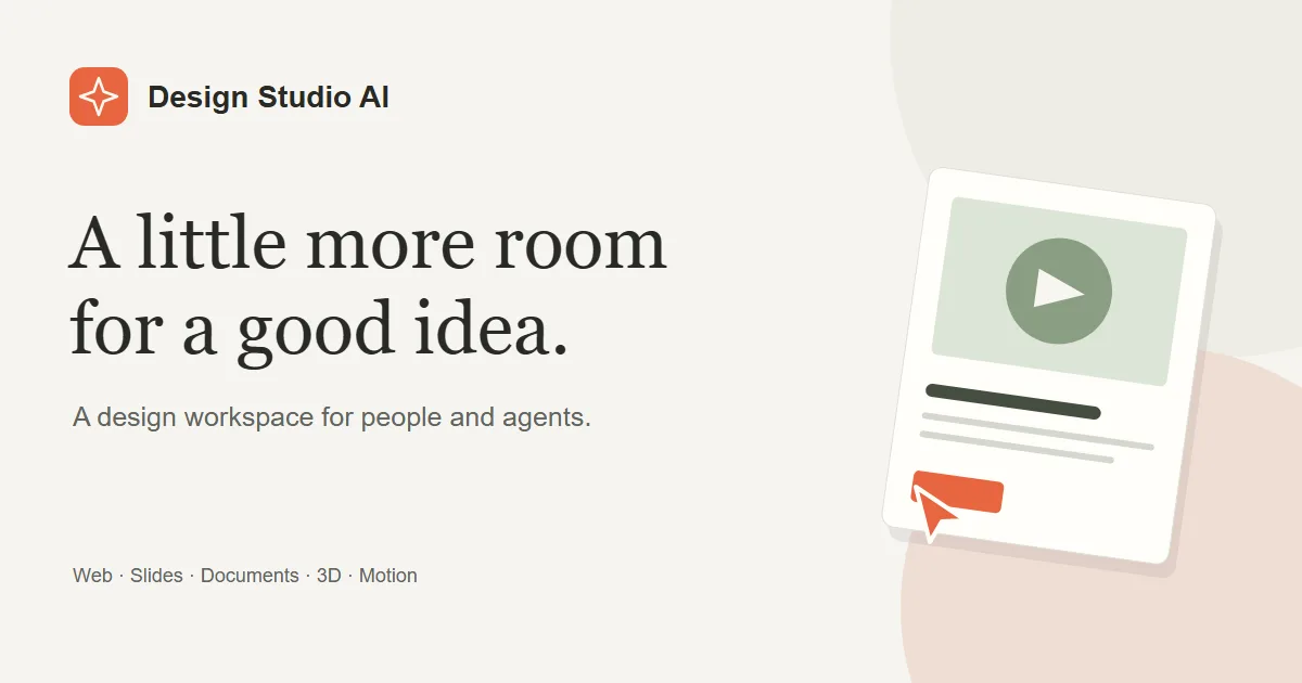 Design Studio AI: an agent-first design workspace for people and AI agents.