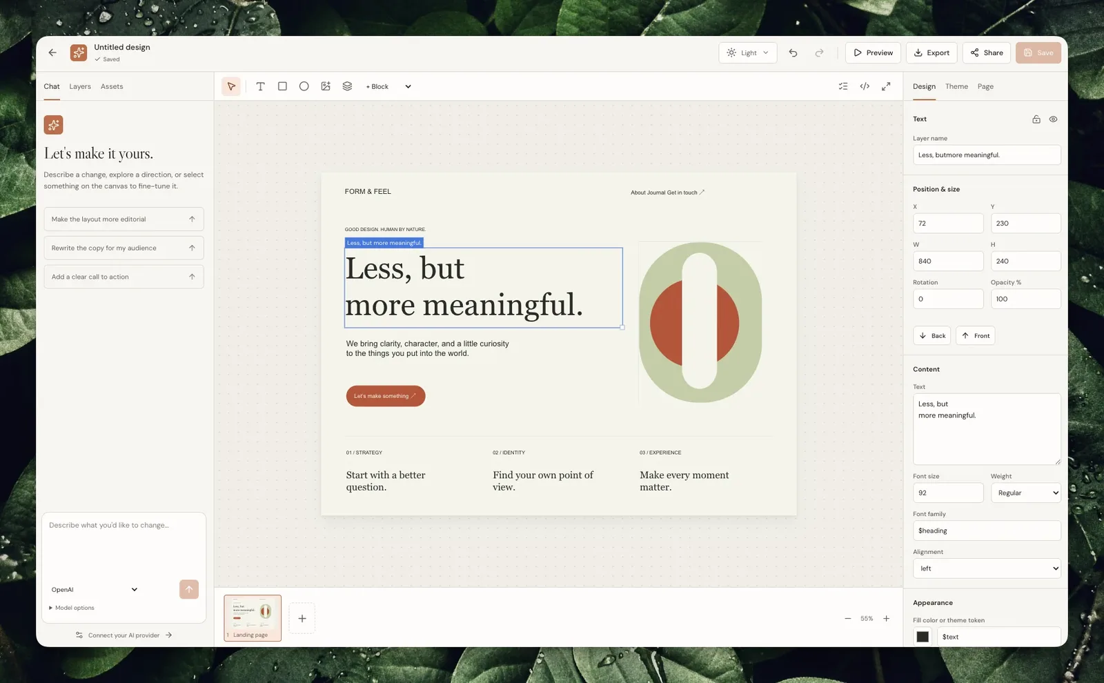 Web editor: interfaces that people and agents edit through the same revision-checked document.